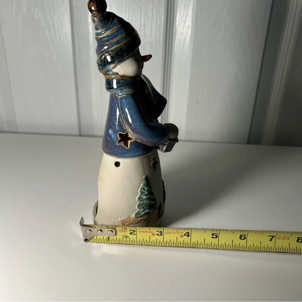 Precious Snowman Votive Candle Holder Blue Hat‎
